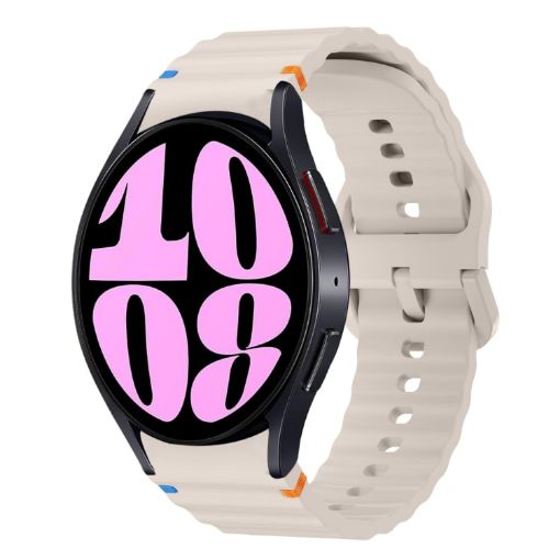 Samsung Galaxy Watch 6 40/44mm Wave Pattern Silicone Band Starlight - 1