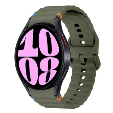 Samsung Galaxy Watch 6 40/44mm Army Green Wave Silicone Band - 1