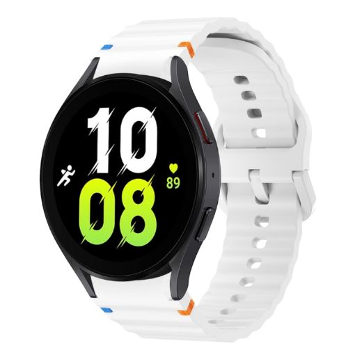 Samsung Galaxy Watch 5 40/44mm White Wave Pattern Silicone Band - 1