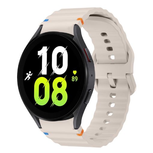 Samsung Galaxy Watch 5 40/44mm Wave Pattern Silicone Band Starlight - 1