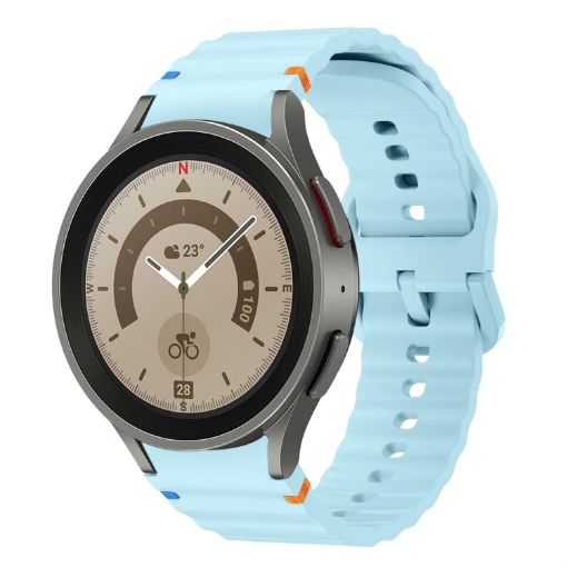 Samsung Galaxy Watch 5 Pro Light Blue Wave Pattern Silicone Band - 1