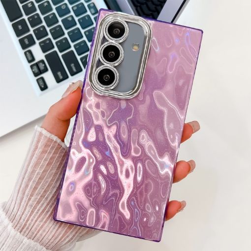 Samsung Galaxy A15 5G Glitter TPU Case with Lens Film - Purple Wrinkles - 1