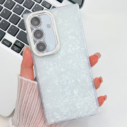 Samsung Galaxy A25 5G Glitter TPU Case with Lens Film - White Shell - 1
