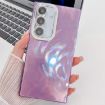 Samsung Galaxy A25 5G Glitter TPU Case with Lens Film - Purple Feather Yarn - 1