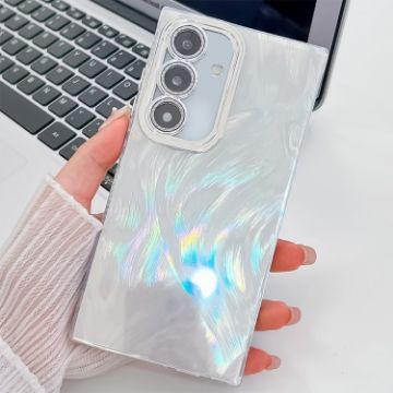 Samsung Galaxy A54 5G Glitter TPU Case with Lens Film - White Feather Yarn - 1