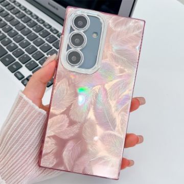 Samsung Galaxy A16 5G Pink Feathers Glitter TPU Case with Lens Film - 1