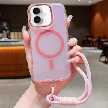 iPhone 17 Pink Magsafe Discoloration Case with Wrist Strap - 1