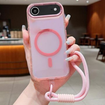 iPhone 17 Air Bright Shadow Magsafe Case with Wrist Strap - Pink - 1