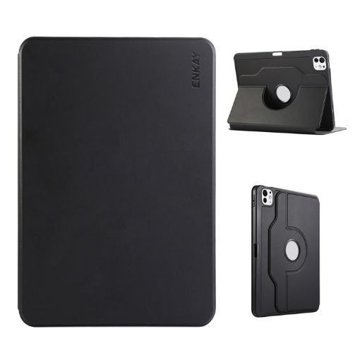 iPad Pro 13 2024 ENKAY 360 Rotation Leather Case with Pen Slot Black - 1