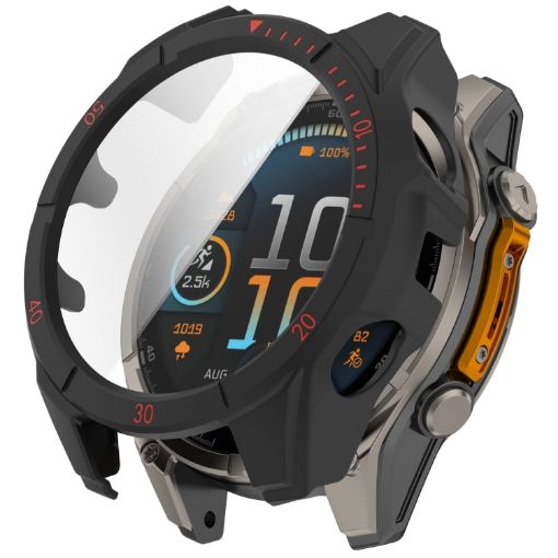Garmin Fenix 8 AMOLED 47mm Tempered Glass PC Watch Case Black Red - 1
