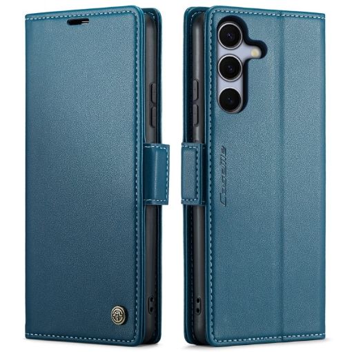 Samsung Galaxy S25 5G CaseMe 023 Butterfly Buckle RFID Leather Case Blue - 1