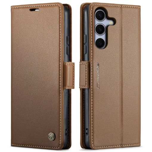 Samsung Galaxy S25 5G CaseMe 023 Leather Case, RFID Anti-theft, Brown - 1