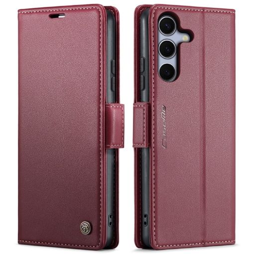Samsung Galaxy S25+ 5G CaseMe 023 Butterfly Buckle Leather Case Red - 1