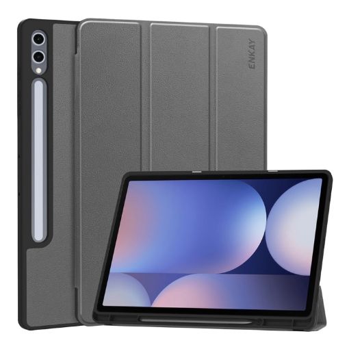 ENKAY Tri-fold TPU Leather Case for Samsung Galaxy Tab S10+/S9+/S9 FE+ Grey - 1