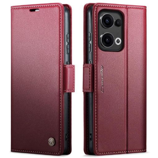 OPPO Reno13 CaseMe 023 Red Butterfly Buckle RFID Leather Phone Case - 1