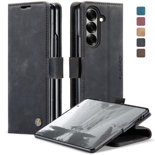 Samsung Galaxy Z Fold7 CaseMe 013 Flip Leather Phone Case Black - 1