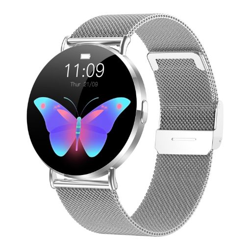 KM88 Smart Watch, 1.32" Color Screen, Bluetooth Call, Health Monitor, Silver - 1