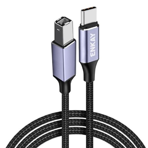 ENKAY ENK-CB170 2m USB C to USB 2.0 B Printer Scanner Cable Nylon Braided - 1