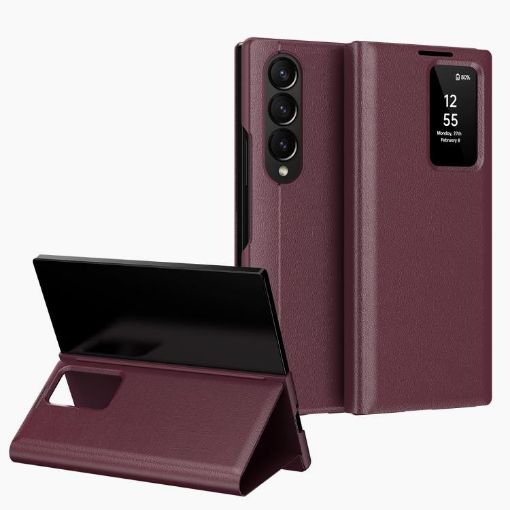 Samsung Galaxy Z Fold3 5G Leather Case with Card Slot - Red - 1