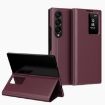 Samsung Galaxy Z Fold4 Leather Case with Card Slot, Smart View Window, Red - 1