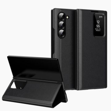 Samsung Galaxy Z Fold5 5G Leather Case with Card Slot - Black - 1