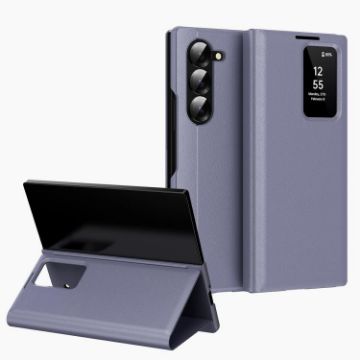 Samsung Galaxy Z Fold6 5G Leather Case with Card Slot - Purple - 1