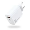 NORTHJO NOPD3002 30W USB-C PD + QC3.0 Dual Port Charger EU Plug White - 1