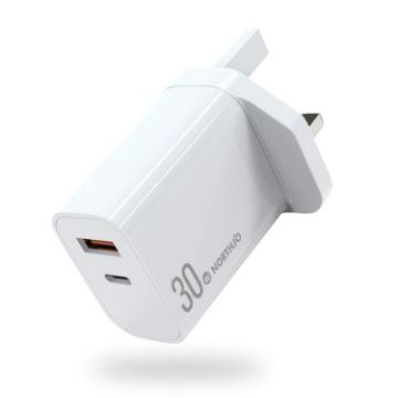 NORTHJO NOPD3002 30W USB-C PD + QC3.0 Dual Port Fast Charger UK Plug - 1