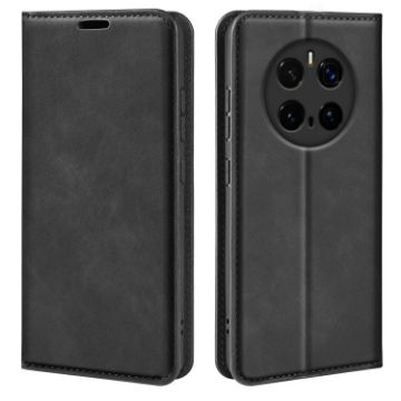 For Honor Magic7 5G Leather Phone Case - Retro-skin Magnetic Black - 1