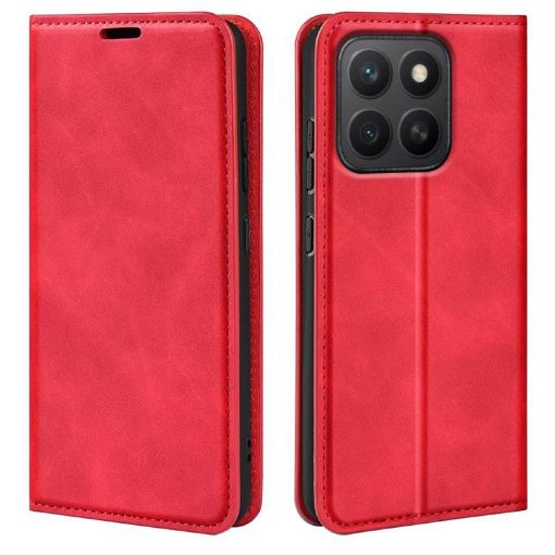 For Honor X8c Retro-skin Magnetic Suction Leather Case - Red - 1