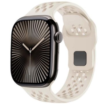 Apple Watch Mesh Reverse Buckle Silicone Band 42/41/40/38mm Starlight - 1