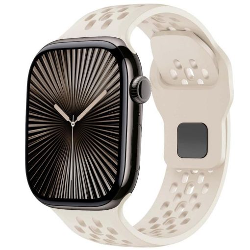 Apple Watch Mesh Reverse Buckle Silicone Band 42/41/40/38mm Starlight - 1