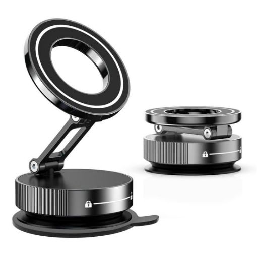 K11 Silver Desktop Car Metal Magnetic Foldable Phone Holder Stand - 1