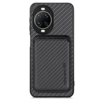 Huawei nova 14 Carbon Fiber Leather Magsafe Phone Case - Black - 1