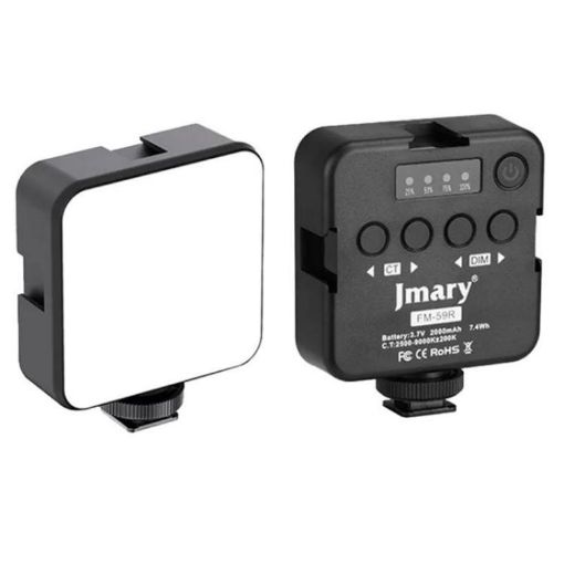 JMARY FM-59R Dimmable Mini Fill Light with 3 Cold Shoe Mounts - 1