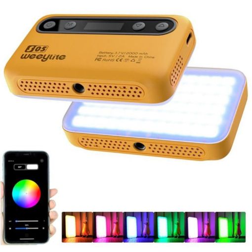 Weeylite S05 Portable RGB Fill Light - App Control, Yellow, Photography - 1