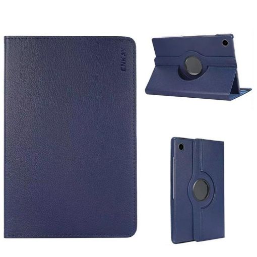 Samsung Galaxy Tab A9 8.7 ENKAY 360 Rotation Leather Case Dark Blue - 1