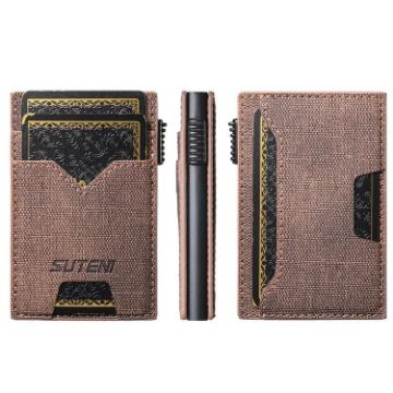 Suteni Brown Denim Double-Sided Card Slot Button Eject Card Box - 1