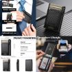 Suteni Black Carbon Fiber Pattern Elastic Band Card Box with Auto Button - 6