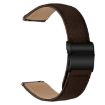 20mm Black Turtle Back Buckle Leather Watch Band - Coffee Color - 2