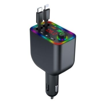 Y4 Retractable Cable Car Charger & Bluetooth MP3 Player - Fast Charging - 1