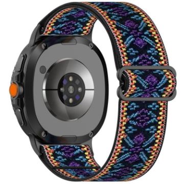 Samsung Galaxy Watch 8 Ethnic Style Nylon Braided Band 40/44mm Blue Purple - 1