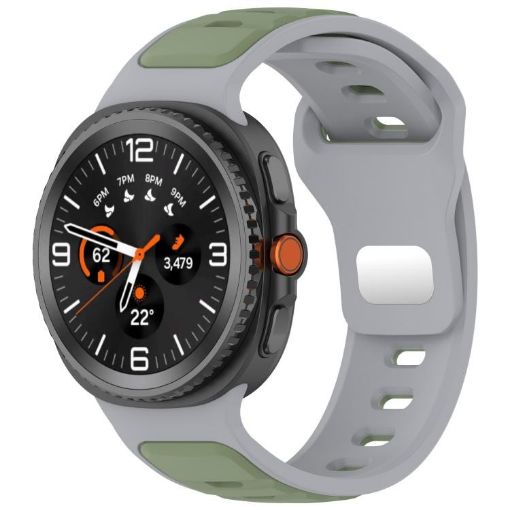 Samsung Galaxy Watch 8 40/44mm Two Color Silicone Band Gray/Light Green - 1
