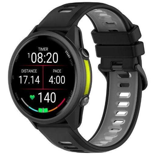 Garmin Forerunner 970 Black+Gray Silicone Watch Band Steel Buckle - 1