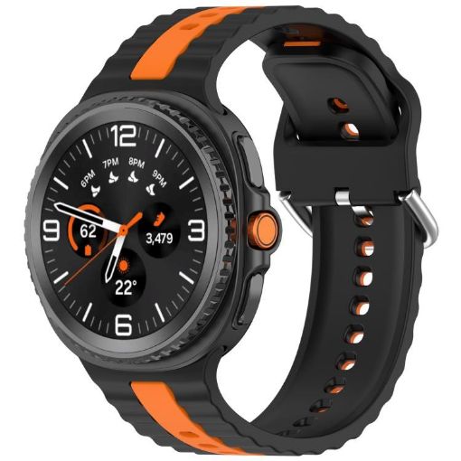 Samsung Galaxy Watch 8 40mm/44mm Black Orange Silicone Band - 1