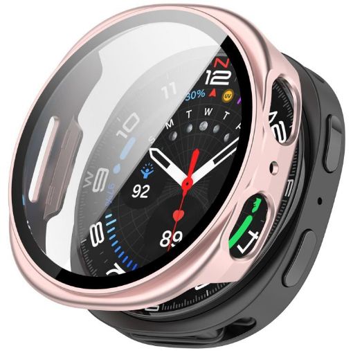 Samsung Galaxy Watch 8 44mm Frosted Pink PC Case with Tempered Film - 1
