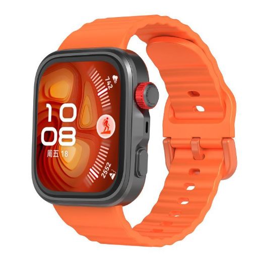 Huawei Watch Fit 4 Pro/3 Wave Texture Orange Silicone Band - 1