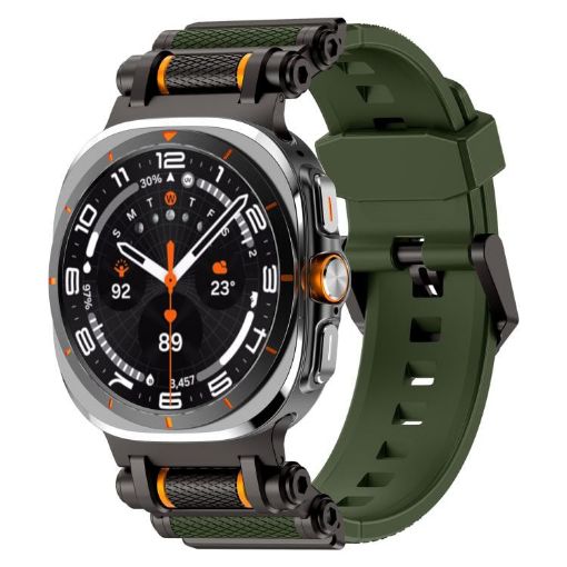 Samsung Galaxy Watch Ultra 47mm Black Green Silicone Band - 1