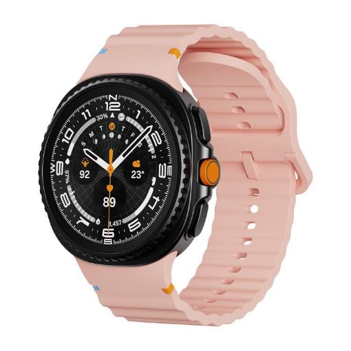 Samsung Galaxy Watch 8 40mm/44mm Pink Silicone Band Wavy Grain Buckle - 1