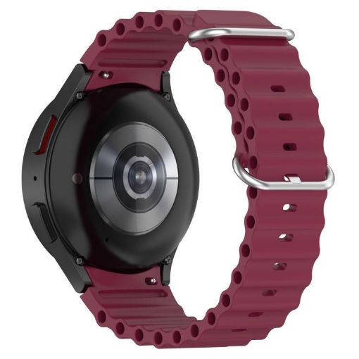 Samsung Galaxy Watch 7 Silicone Band Wine Red 40/44mm Marine Silver Buckle - 1